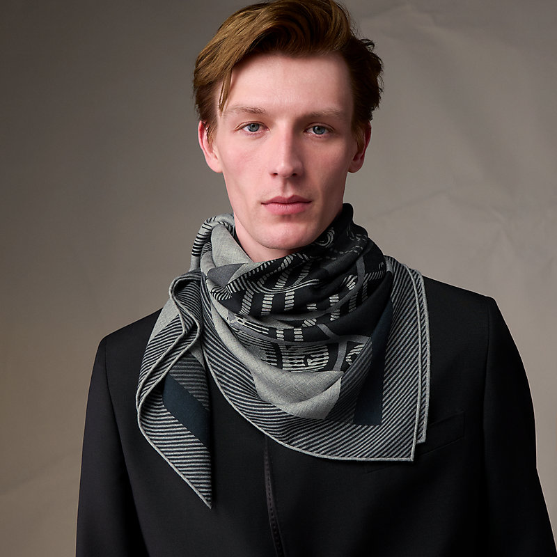 Cheval a la Couverture Spirale scarf 100 - Blue | Hermès Hong Kong SAR